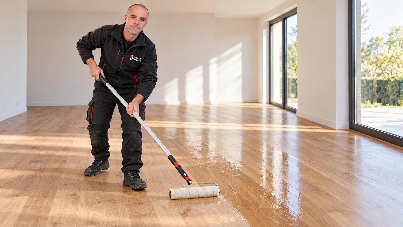 Eiken parket dat professioneel wordt gelakt