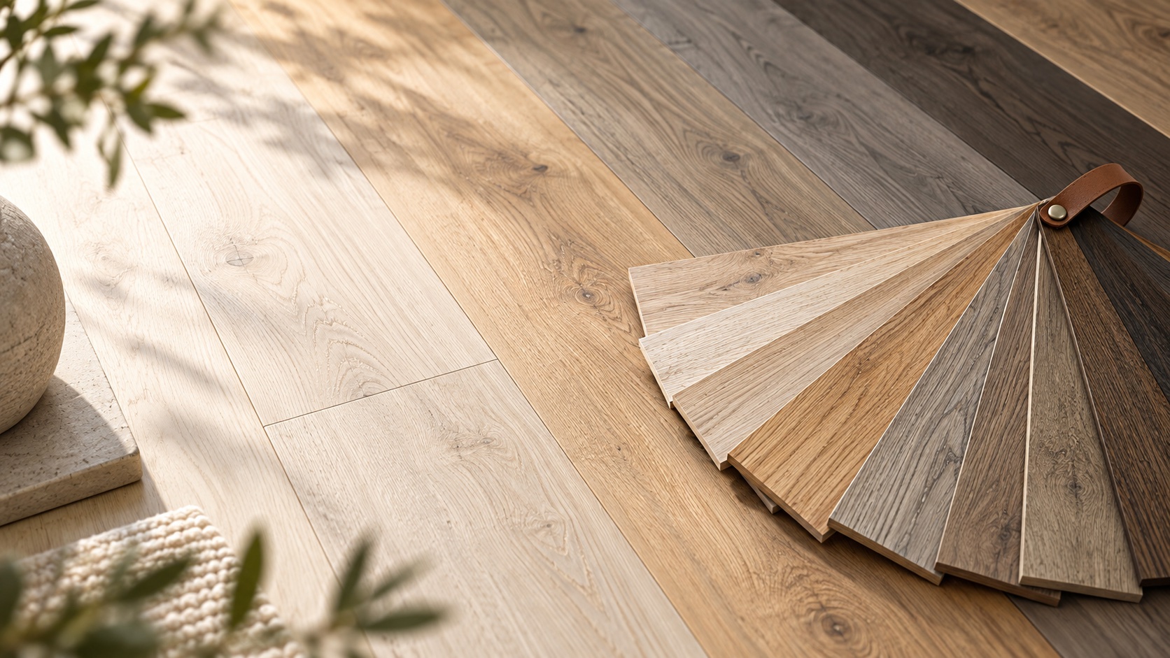 Kleurverschil door zonlicht op een houten vloer
